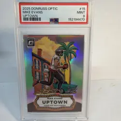 2025 PANINI DONRUSS OPTIC UPTOWN #15 MIKE EVANS PSA 9 - Image 1