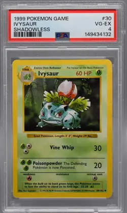 1999 Pokemon Ivysaur Shadowless #30 Base Set PSA 4 VG-EX WOTC Vintage - Image 1