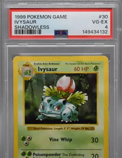 1999 Pokemon Ivysaur Shadowless #30 Base Set PSA 4 VG-EX WOTC Vintage - Image 3