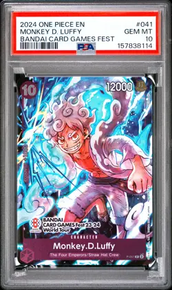 2024 ONE PIECE PROMOS BANDAI CARD GAMES FEST #041 MONKEY D. LUFFY PSA 10 - Image 1