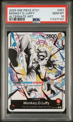 ONE PIECE MONKEY D. LUFFY 2025 START. DCK ST21-EX GEAR 5 #001 BLW ALT ART PSA 10 - Image 1