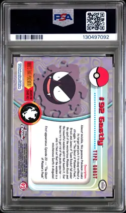 PSA 10 Topps Chrome Pokemon T.V 92 Gastly Graded Pokemon Card - Image 2