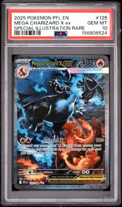 2025 POKEMON PFL SPECIAL ILLUSTRATION RARE #125 MEGA CHARIZARD X EX PSA 10 - Image 1
