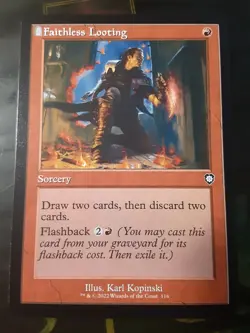 Faithless Looting Retro Frame , Commander Brothers War , NM ,MTG ,FREE SHIPPING - Image 1