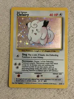 WotC Pokemon TCG Clefairy 5/102 Base Set Holo Rare English Basic 40 HP 1999 - Image 1