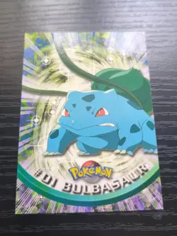 BULBASAUR 1999 Topps Pokemon TV Non Holo Animation Series Black Logo # 01 - Image 1