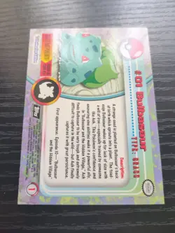 BULBASAUR 1999 Topps Pokemon TV Non Holo Animation Series Black Logo # 01 - Image 2