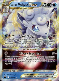 Alolan Vulpix VSTAR 034/195 Holo VSTAR Rare Silver Tempest Pokemon Near Mint - Image 1