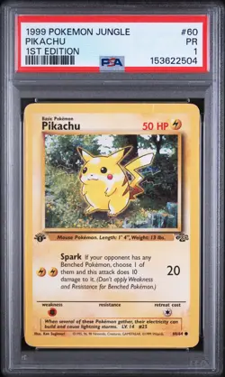 1999 POKEMON JUNGLE 1ST EDITION #60 PIKACHU PSA 1 - Image 1