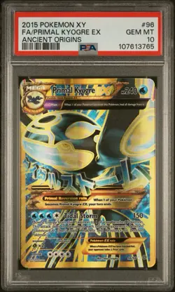 2015 POKEMON XY ANCIENT ORIGINS #96 FULL ART/PRIMAL KYOGRE EX PSA 10 - Image 1