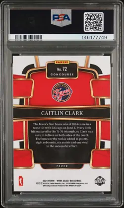 Caitlin Clark 2024 Panini Select WNBA Concourse #72 Rookie RC PSA10 GEM MT Fever - Image 2