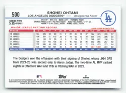 Shohei Ohtani 2024 Topps #500 Aqua - Image 2