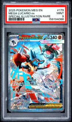 Pokemon TCG Mega Lucario ex 179/132 Me01: Mega Evolution Holo PSA 9 - Image 1