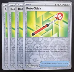 4x Roto-Stick 127/131 Reverse Holo Prismatic Evolution Pokemon TCG NM Playset - Image 1