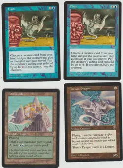 Lot 4 cards MIRAGE MAGIC MTG US 1996 EX-NM Teeka's Dragon Teferi's Isle Flash.. - Image 1