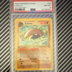 PSA 8 1999 Pokemon Fossil Kabuto 50/62 1st Edition Regular Common English - Image 1