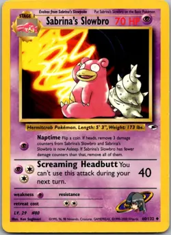 Sabrina's Slowbro 60/132 Uncommon Gym Heroes Pokemon Unlimited Lightly Played - Image 1