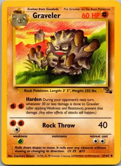 Graveler 37/62 Uncommon Fossil Pokemon Unlimited Lightly Played - Image 1