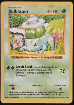 Bulbasaur 044/102 Pokemon Base Set Shadowless LP (1) - Image 1