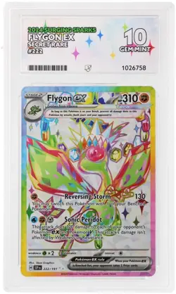 Pokemon TCG Flygon ex 222/191 Surging Sparks Ace 10 Graded GEM MINT Pokemon - Image 1