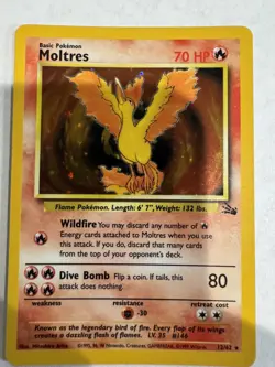 Moltres Holo 12/62 NM Fossil Pokemon Card Unlimited 1999 TCG Vintage Rare WOTC - Image 2