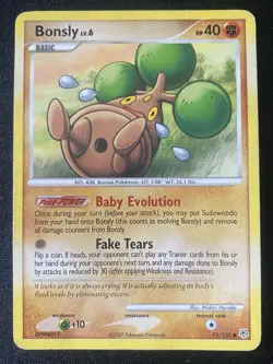 Bonsly 71/130 Pokemon Diamond and Pearl Regular Common 2007 Heavily Played - Image 1