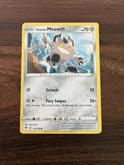 Galarian Meowth #112/185 Vivid Voltage Pokemon Card NM - Image 1