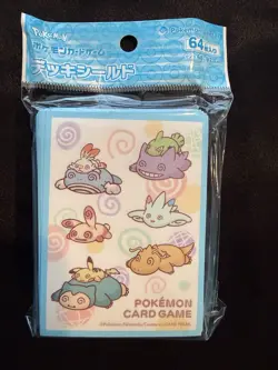 Pokemon TCG Card Sleeves Deck Shield Power Exhausted Blue 64-Pack Japan New - Image 1