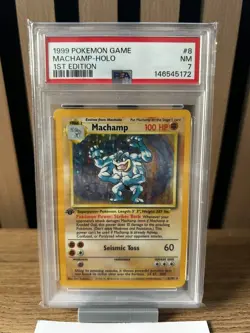 PSA 7 Machamp 8/102 Base Set 1st Edition Pokemon Card MINT - Image 3