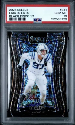 2024 Panini Select Suite Level Laiatu Latu #341 Black Disco Prizm 1/1 (RC) Colts - Image 1
