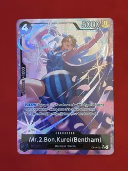 Mr.2.Bon.Kurei(Bentham) Op14- 091 SR, Azure Sea’s Seven, One Piece Card Game, NM - Image 1