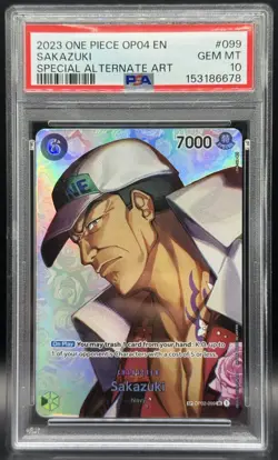 One Piece TCG PSA 10 Sakazuki Special Alt Art OP04 #099 - Image 1