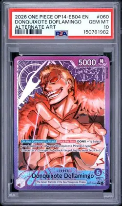 Donquixote Doflamingo Alternate Art One Piece The Azure Sea's Seven PSA 10 - Image 1
