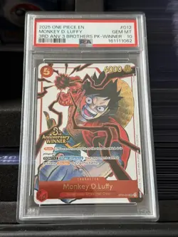 2025 ONE PIECE 3RD ANNIVERSARY TOURNAMENT 3 BROTHERS PACK MONKEY D. LUFFY PSA 10 - Image 1