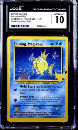 Shining Magikarp 66/64 Holo - 2021 English Celebrations - CGC 10 Gem Mint - Image 1