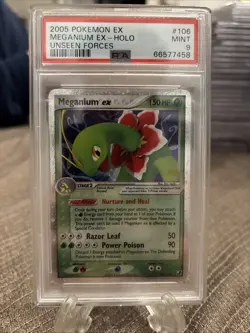 Pokemon TCG Meganium EX #106/115 EX Unseen Forces 2005 PSA 9 Mint - Image 1