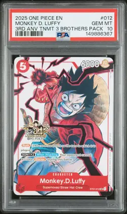2025 ONE PIECE 3RD ANNIVERSARY TOURNAMENT 3 BROTHERS PACK MONKEY D. LUFFY PSA 10 - Image 1
