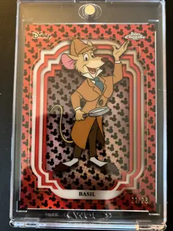 2024 Topps Chrome Disney 100 Basil #42 Red Black Wave /28 Great Mouse Detective - Image 1