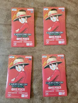 One Piece Card Game: Carrying On His Will (OP-13) – Sleeved Booster Packs X4 - Image 1