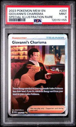 2023 Pokemon Mew en Giovanni's Charisma Holo PSA 9 204/165 SV 151 - Image 1