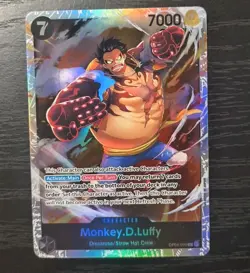 One Piece CCG Monkey D. Luffy Kingdoms Of Intrigue Super Rare Holo Card OP04-090 - Image 1