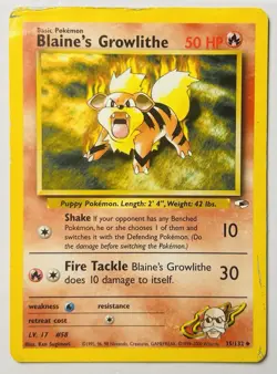 Blaine's Growlithe Gym Heroes 35/132 2000 Pokemon Card MP-H SEE DESCRIPTION - Image 1