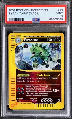 2002 Pokemon TYRANITAR Expedition REVERSE HOLO Foil e-Reader 29/165 - PSA 9 MINT - Image 1
