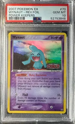 Pokemon Card PSA 10 Gem Mint Wynaut Power Keepers 2007 Reverse Holo 70/108 - Image 1
