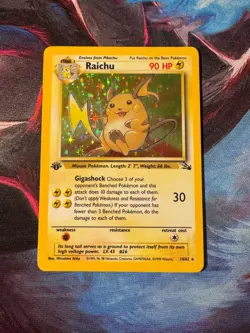 RAICHU Pokemon Card - WOTC - 1st Edition - Fossil - 14/62 - HOLO - Image 1