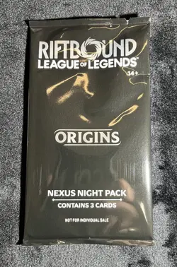 Riftbound League of Legends Origins Nexus Night Pack Sealed English 3-Card Pack - Image 1