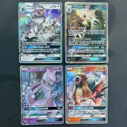 Pokemon TCG 4 Card Lot Holo GX Silvally Tyranitar Mewtwo Entei English - Image 1