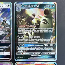 Pokemon TCG 4 Card Lot Holo GX Silvally Tyranitar Mewtwo Entei English - Image 3