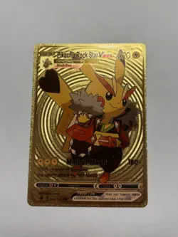 Pikachu Rock Star Vmax Cosplay Gold Foil Fan Art Display Card 820HP NM - Image 1
