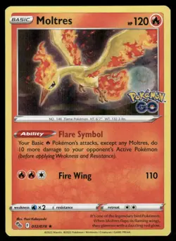 Pokemon Cards Moltres 012/078 Pokemon GO Holo Rare NM - Image 1